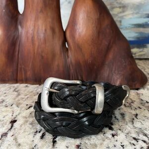 Vintage Braided Leather Belt with Silver Hardware
